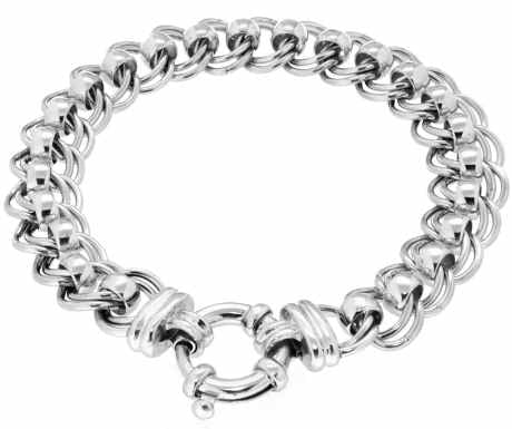 Holdsworth Sterling Silver 19cm Handmade Double Roller Bracelet.