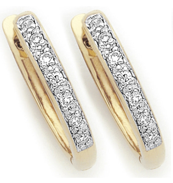 Holdsworth 9K&nbsp;Yellow Gold Diamond Round Huggie Earrings.