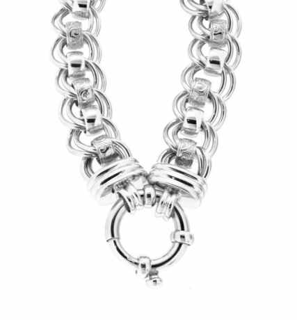 Holdsworth Sterling Silver Handmade Double Roller Curb Link Necklet.