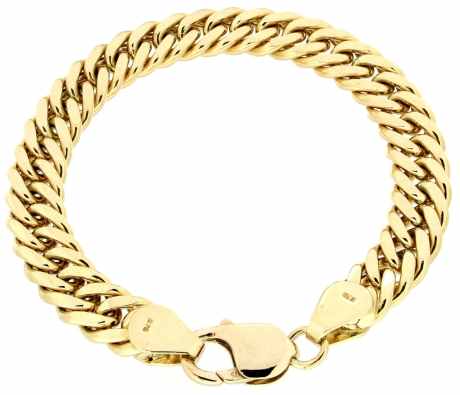 Holdsworth 9 K Yellow Gold 21cm flat double curb bracelet.