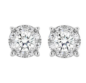 Holdsworth 9K White Gold Cluster Illusion set, Diamond Earrings.