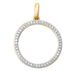 Holdsworth 9K Yellow Gold Micro Pave Open Circle Diamond Pendant.