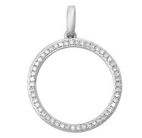 Holdsworth 9 Carat White Gold Micro Pave Open Circle Diamond Pendant.