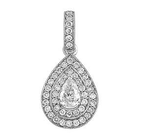 Holdsworth 18 Carat White Gold Pear Shaped Diamond Set Pendant.