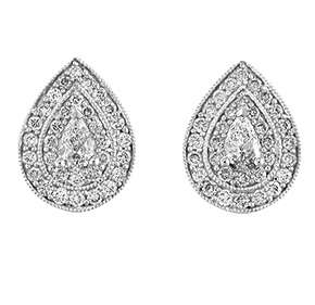 Holdsworth 18K White Gold Pear Shaped Diamond Set Earrings.