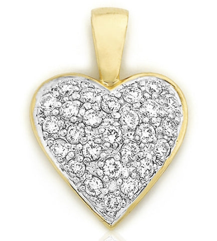 Holdsworth 9K Yellow Gold Pave Heart Diamond Pendant.