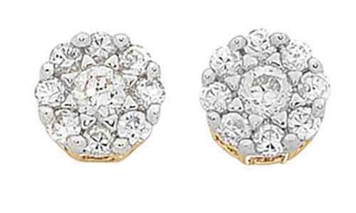 Holdsworth 9ct Gold Cluster Diamond Studs.