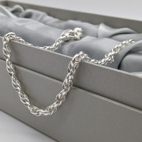 Sterling Silver 45cm Handmade Wheat Twisted Belcher Chain Necklace