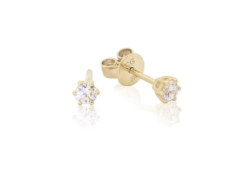 Holdsworth Classic 9K Yellow Gold, 6 Claw, Diamond Stud Earrings.