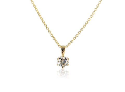 Holdsworth 18K Yellow Gold 0.70 ct Diamond Claw Set Pendant.