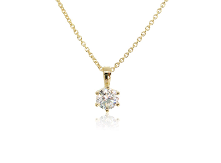 Holdsworth 18K Yellow Gold 1.00 ct Diamond Claw Set Pendant.