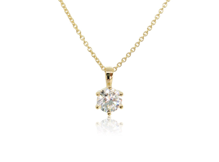 Holdsworth 18K Yellow Gold 1.50 ct Diamond Claw Set Pendant.