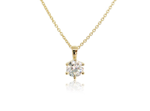 Holdsworth 18K Yellow Gold 1.50 ct Diamond Claw Set Pendant.