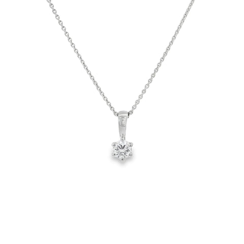 Holdsworth 9K White Gold 0.10 ct Diamond Claw Set Pendant.