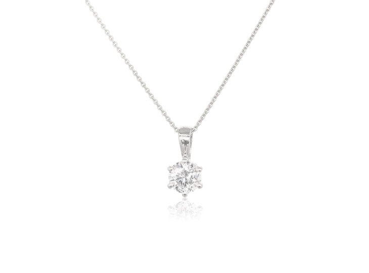 Holdsworth 9K White Gold 0.40 ct Diamond Claw Set Pendant.