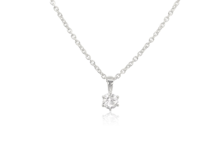 Holdsworth 9K White Gold 0.40 ct Diamond Claw Set Pendant.