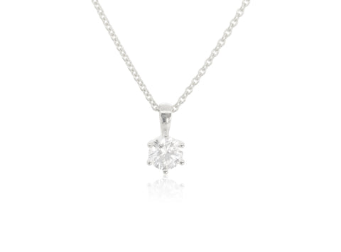 Holdsworth 9K White Gold 1.00 ct Diamond Claw Set Pendant.