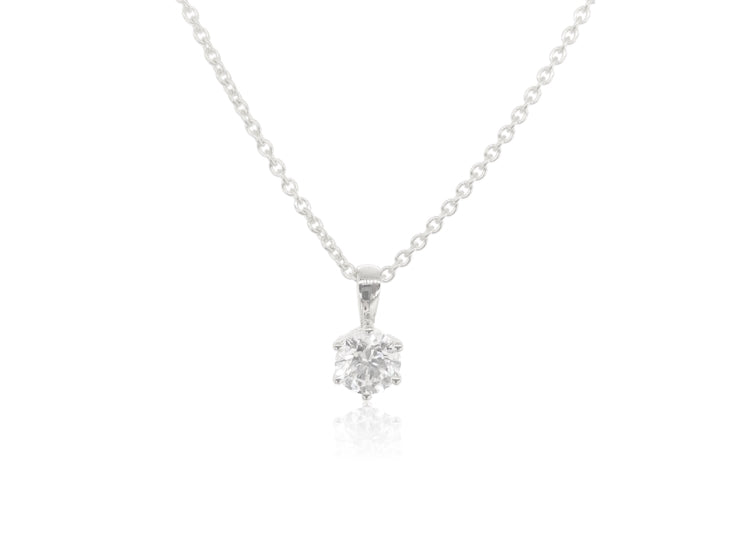 Holdsworth 18K White Gold 0.70 ct Diamond Claw Set Pendant.