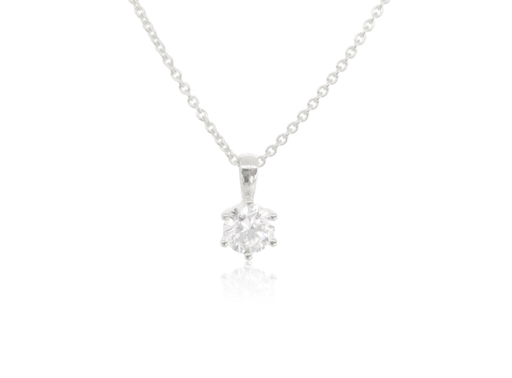 Holdsworth 18K White Gold 1.00 ct Diamond Claw Set Pendant.