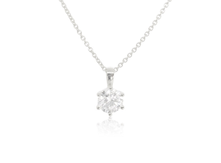 Holdsworth 18K White Gold 1.50 ct Diamond Claw Set Pendant.