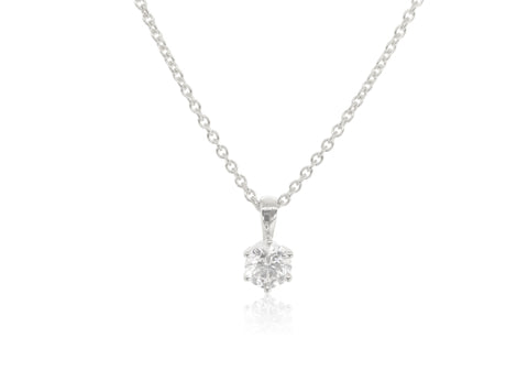 Holdsworth 9K White Gold 0.70 ct Diamond Claw Set Pendant.