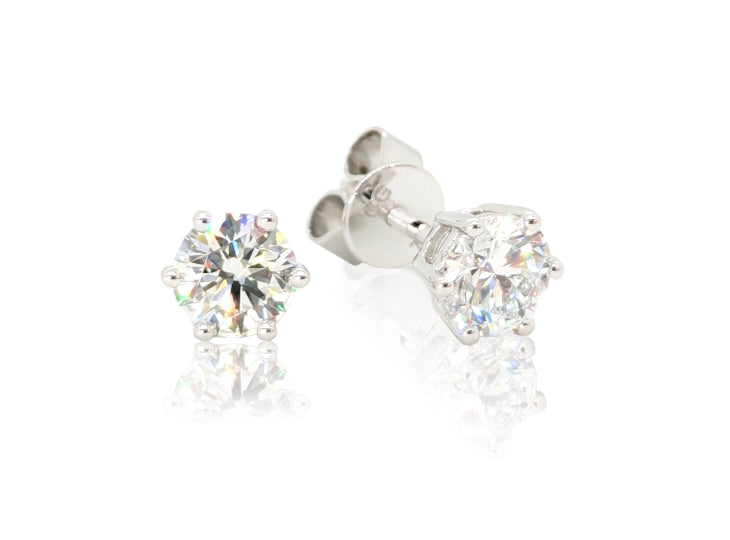 Holdsworth Classic 18K white gold, 6 Claw, Diamond Stud Earrings.