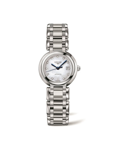 Ladies Longines Prima Luna Mother of Pearl and Diamond Dial Watch.