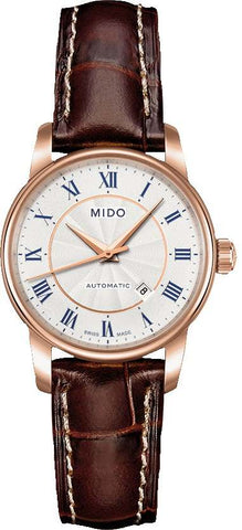 Ladies Mido Baroncelli II Ladies Automatic with Transparent Case Back Watch.