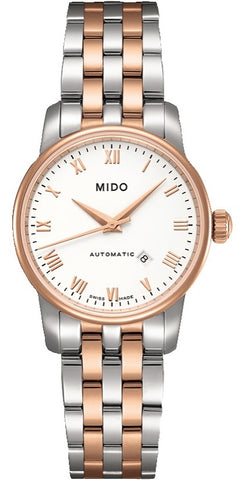 Ladies Mido Baroncelli II Automatic Watch with tranparent case back.