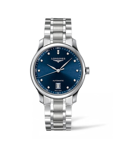 Gents Longines Master Collection Watch with Blue and 12 Diamond Dial.