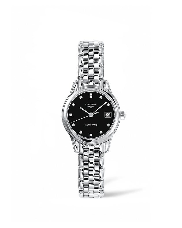 Ladies Longines Flagship 12 diamond Black Dial Watch.