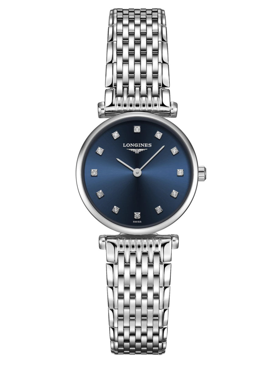 Ladies Longines La Grande Classique 12 Diamond Blue Dial Watch.