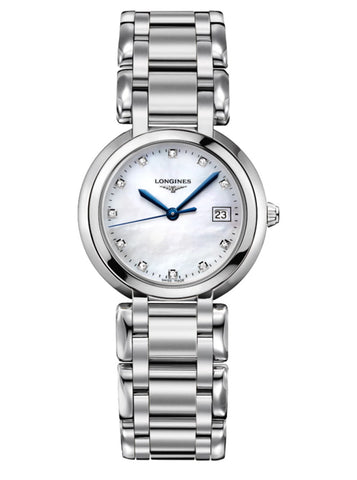 Ladies Longines PrimaLuna 11 Diamond Mother of Pearl Dial Watch.