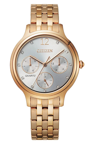 Ladies Citizen Chronograph Silver Dial Watch.