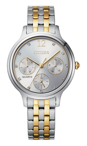 Ladies Citizen Chronograph Silver Dial Watch.